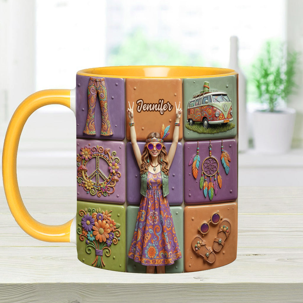 Peace Love Hippe Life - Personalized Hippie Accent Mug