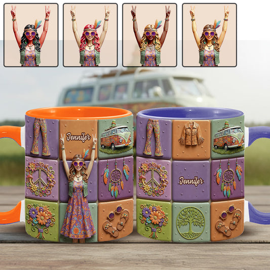 Paix, amour, vie hippie - Mug personnalisé à l'esprit hippie