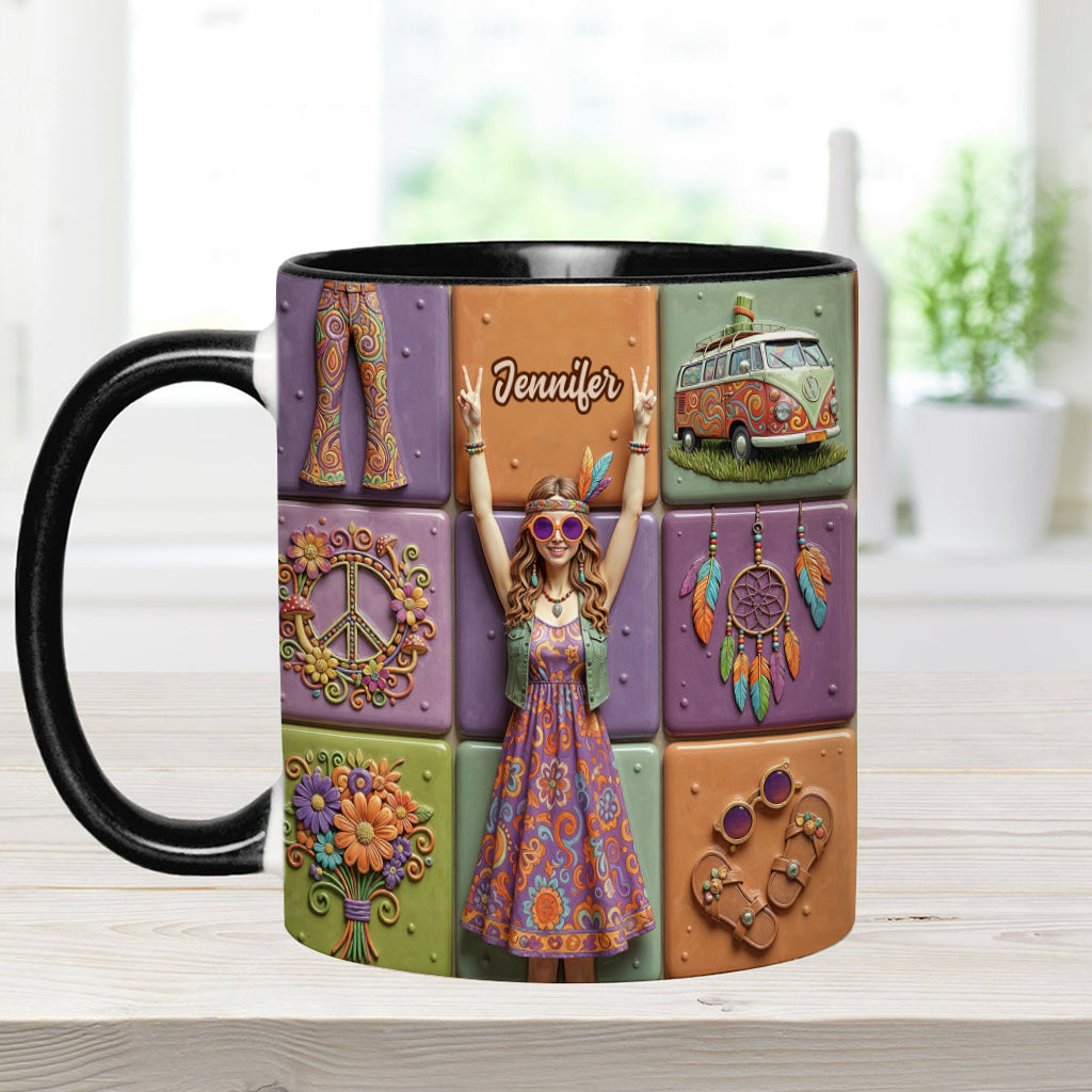 Peace Love Hippe Life - Personalized Hippie Accent Mug