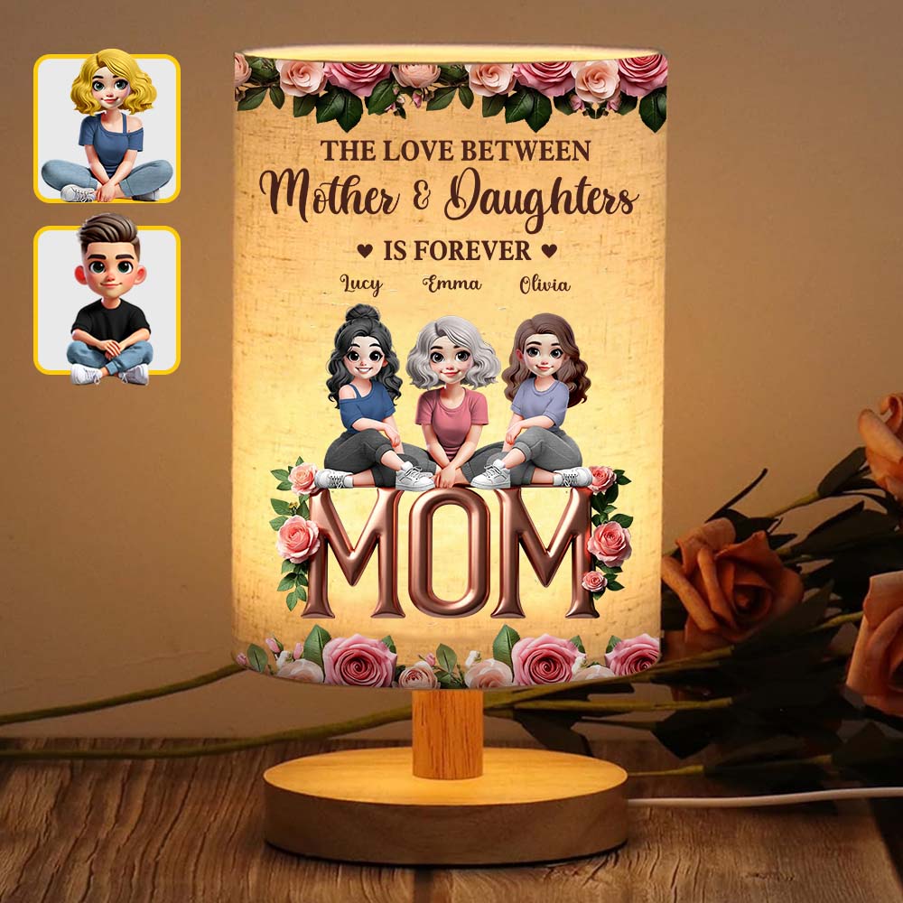 The Love Between Mother & Child Is Forever - Personalized Mother Tableside Lamp With Wood Base