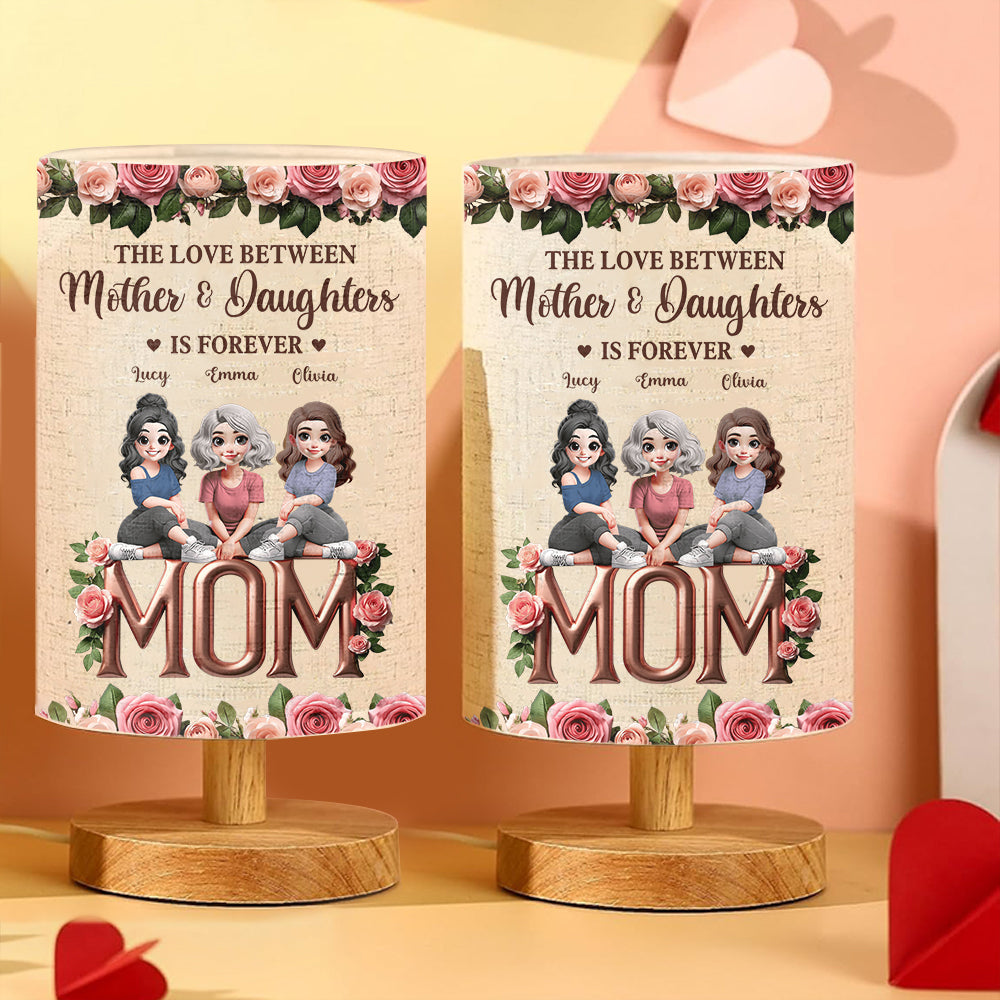 The Love Between Mother & Child Is Forever - Personalized Mother Tableside Lamp With Wood Base