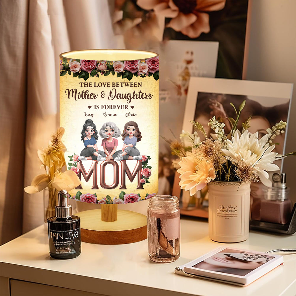 The Love Between Mother & Child Is Forever - Personalized Mother Tableside Lamp With Wood Base
