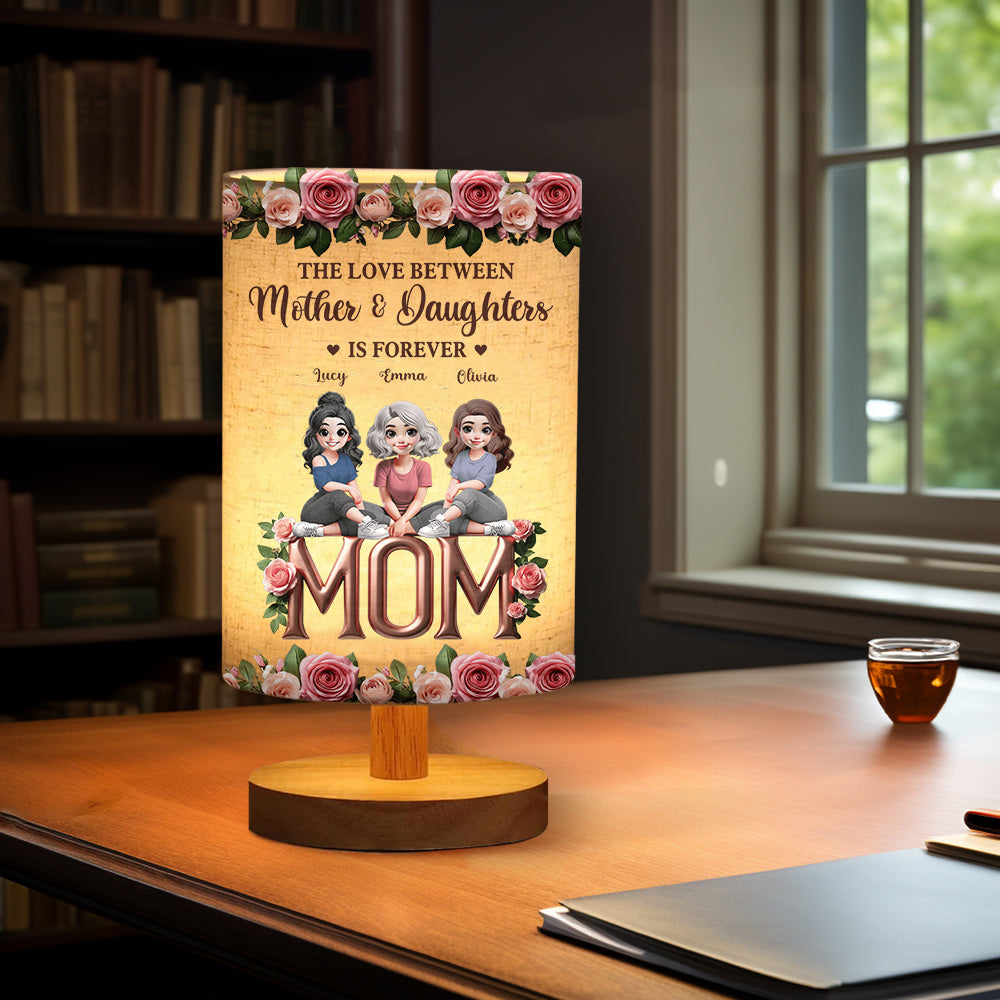 The Love Between Mother & Child Is Forever - Personalized Mother Tableside Lamp With Wood Base