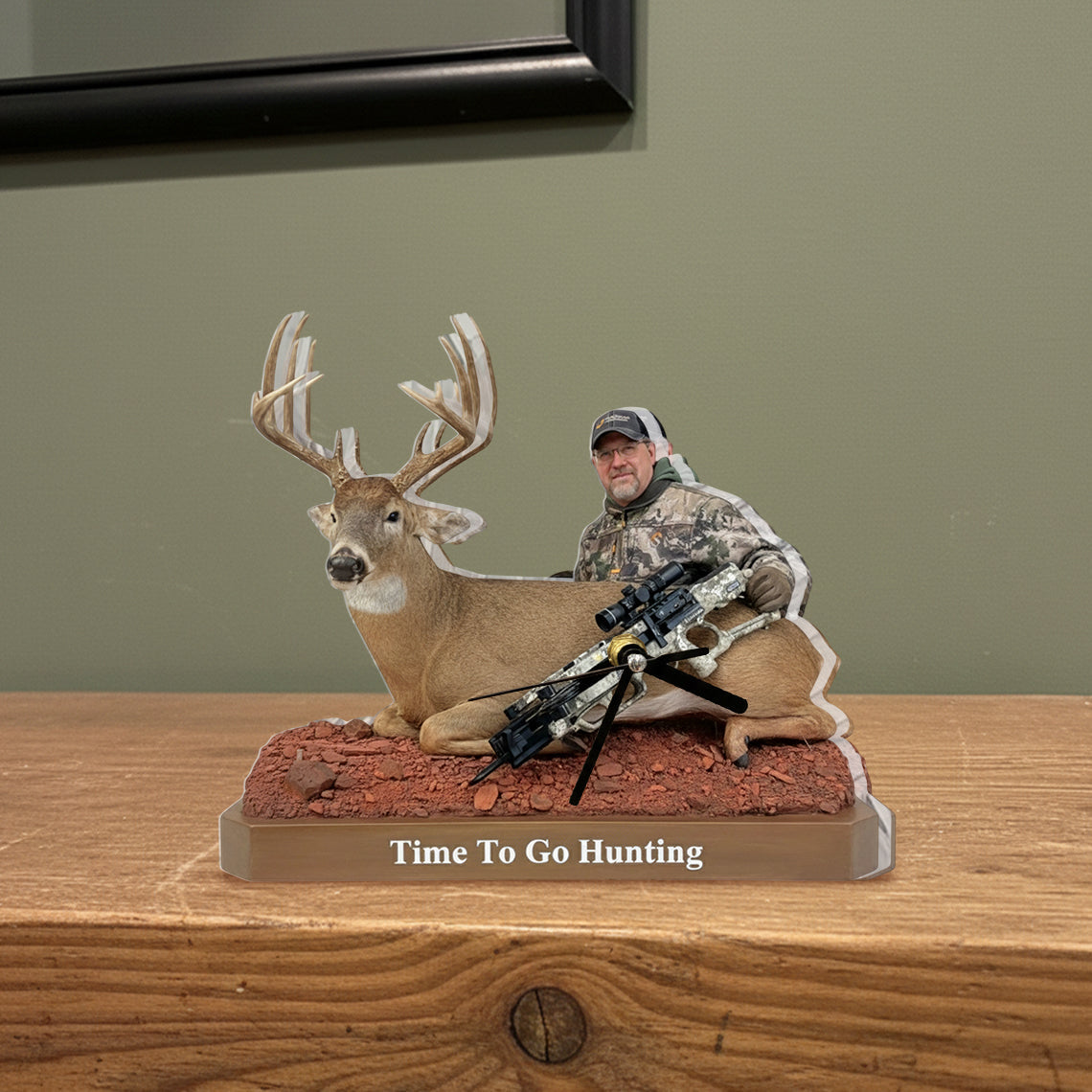 Il est temps de partir à la chasse - Plaque horloge de bureau personnalisée sur le thème de la chasse