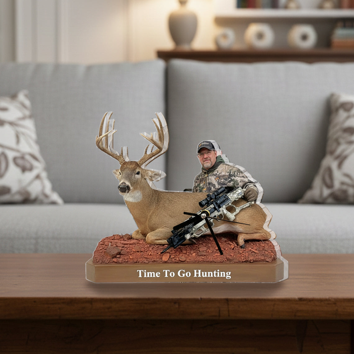 Il est temps de partir à la chasse - Plaque horloge de bureau personnalisée sur le thème de la chasse