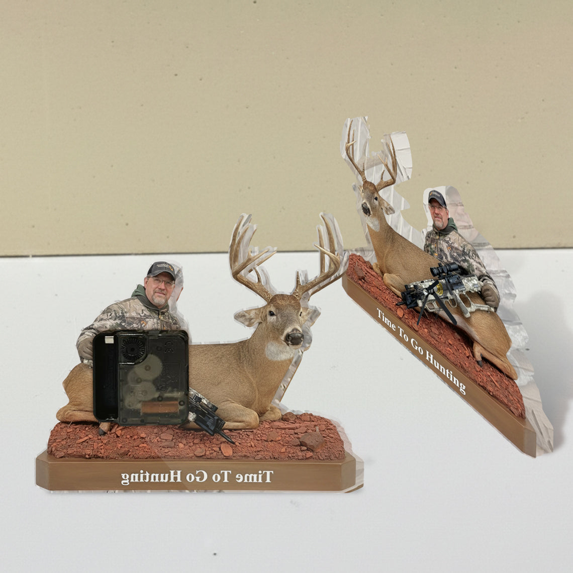 Il est temps de partir à la chasse - Plaque horloge de bureau personnalisée sur le thème de la chasse
