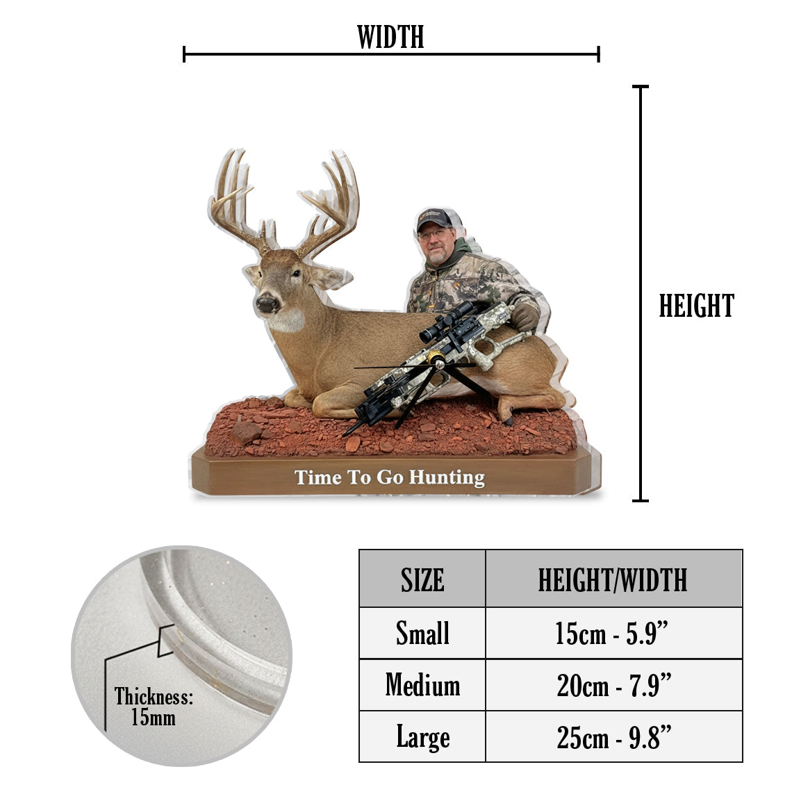 Il est temps de partir à la chasse - Plaque horloge de bureau personnalisée sur le thème de la chasse