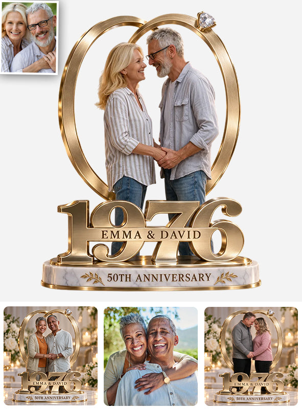 Cadeau Couple Personnalisé, Figurine Romantique d'Anniversaire pour Mari et Femme avec Noms et Date, Cadeau Petit Ami Petite Amie - Plaque Acrylique Personnalisée en Forme