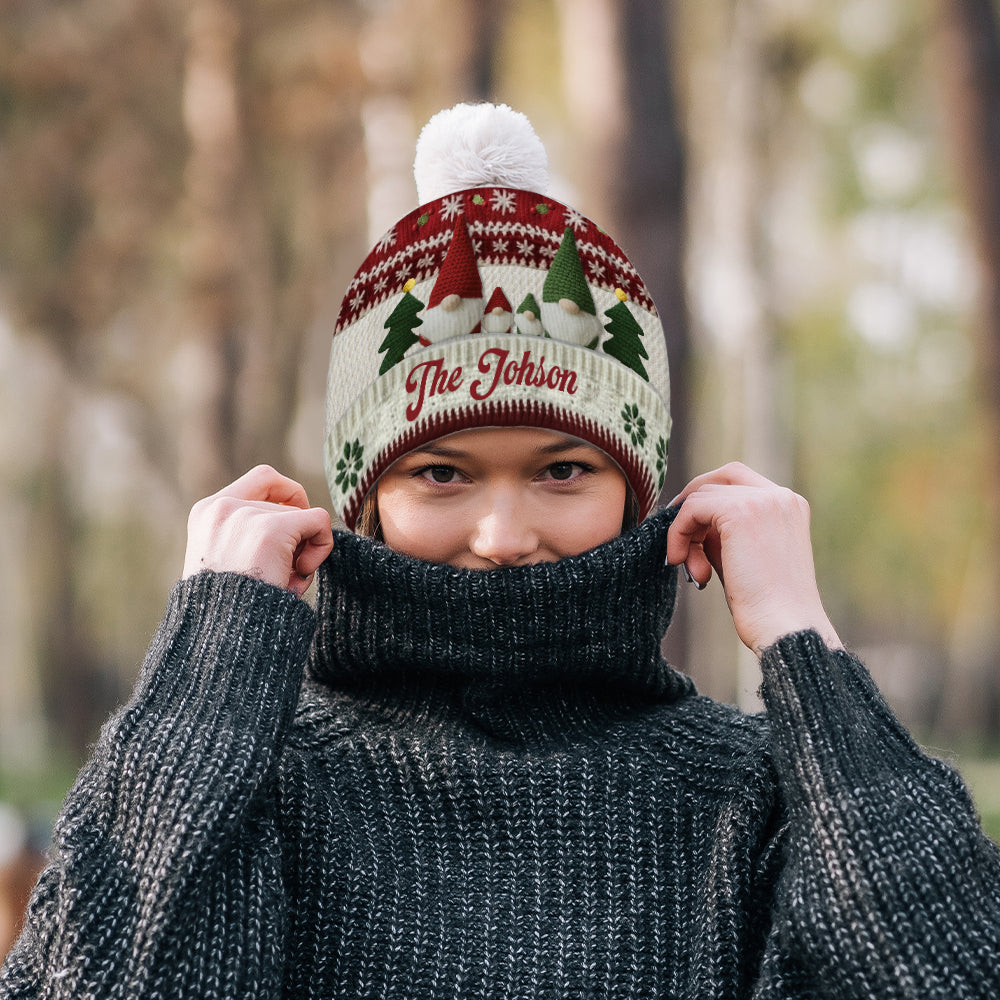 Gnome Family Christmas - Personalized Family Beanie Hat