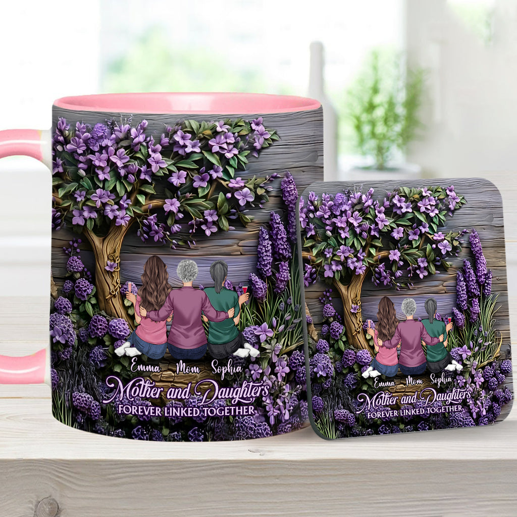 Mother And Daughters Forever Linked Together - Personalized Mother Accent Mug
