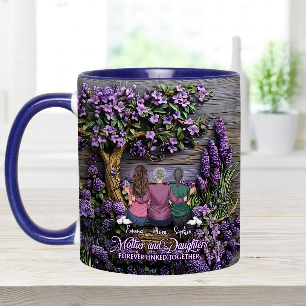 Mother And Daughters Forever Linked Together - Personalized Mother Accent Mug