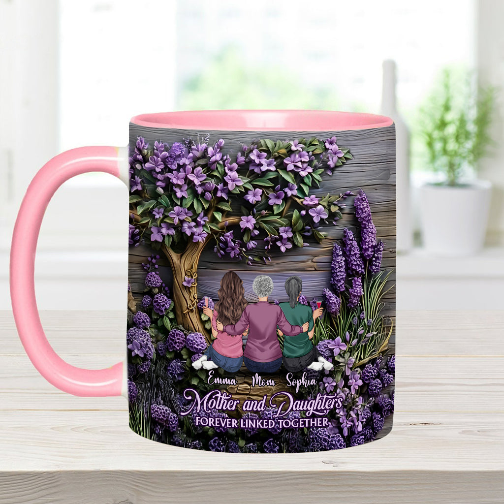 Mother And Daughters Forever Linked Together - Personalized Mother Accent Mug