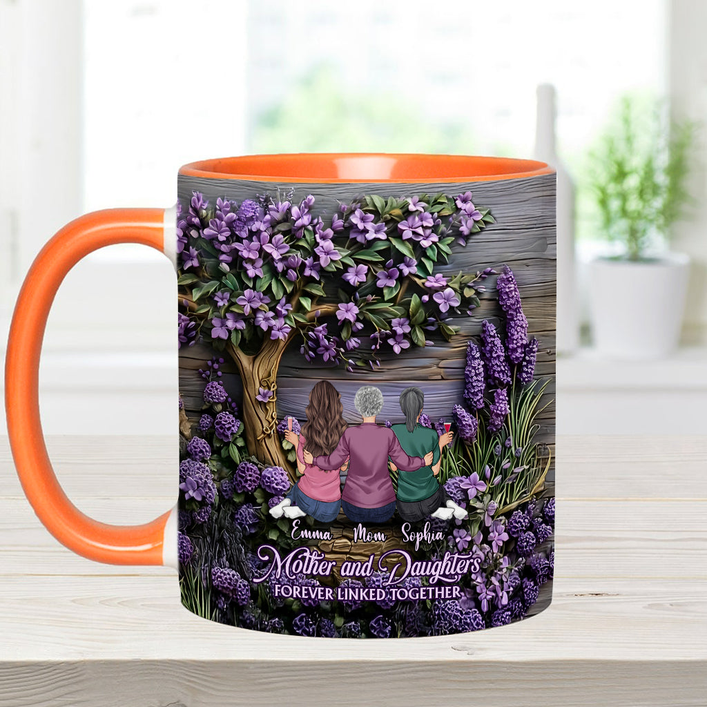 Mother And Daughters Forever Linked Together - Personalized Mother Accent Mug
