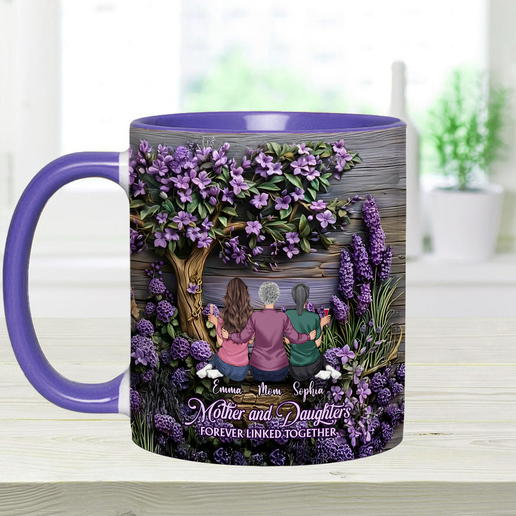 Mother And Daughters Forever Linked Together - Personalized Mother Accent Mug