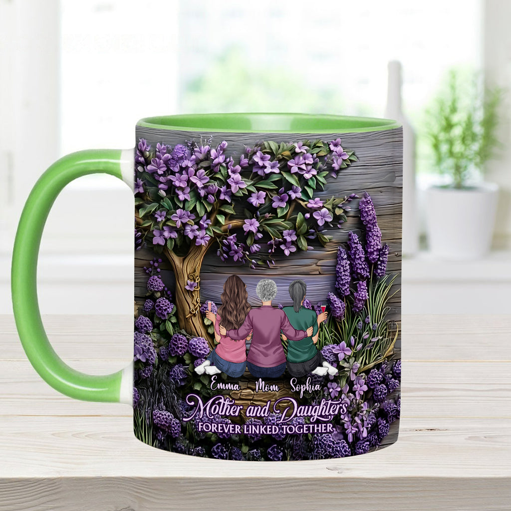 Mother And Daughters Forever Linked Together - Personalized Mother Accent Mug