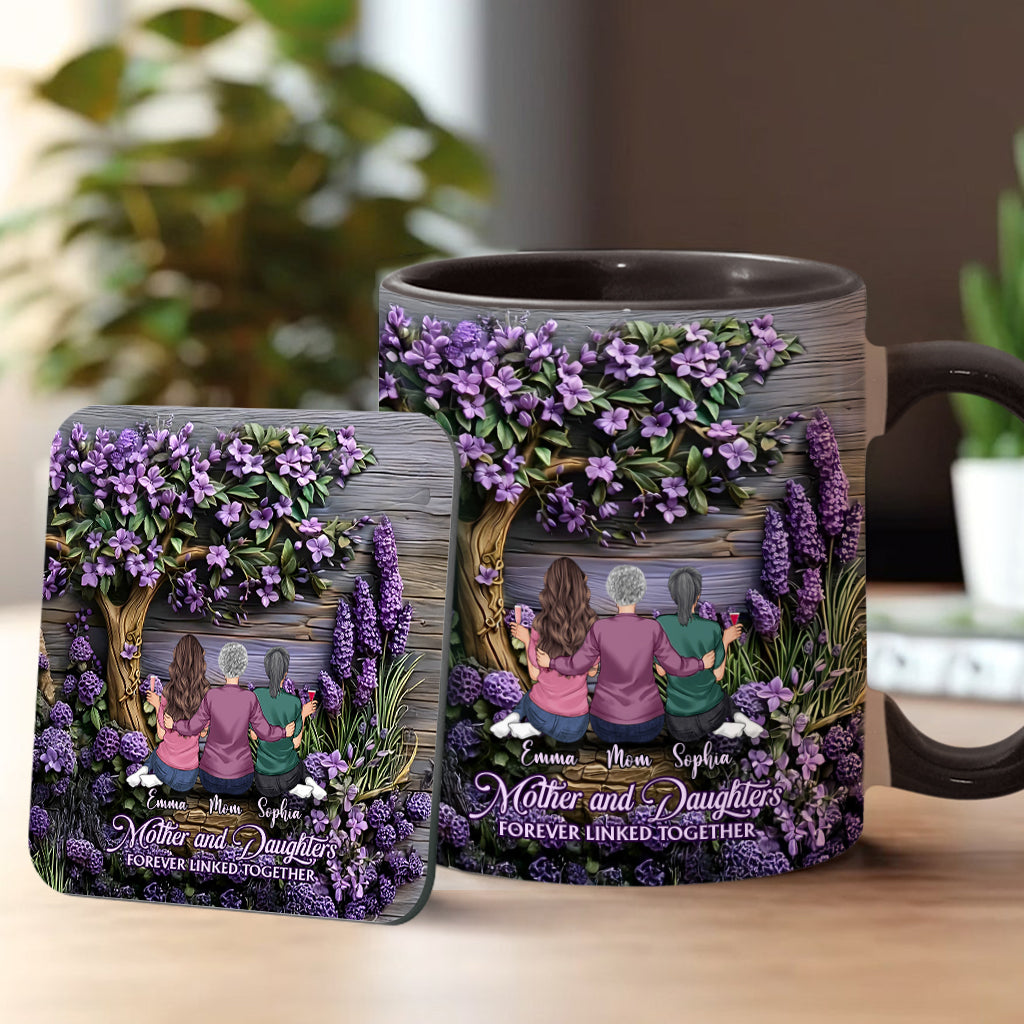 Mother And Daughters Forever Linked Together - Personalized Mother Accent Mug