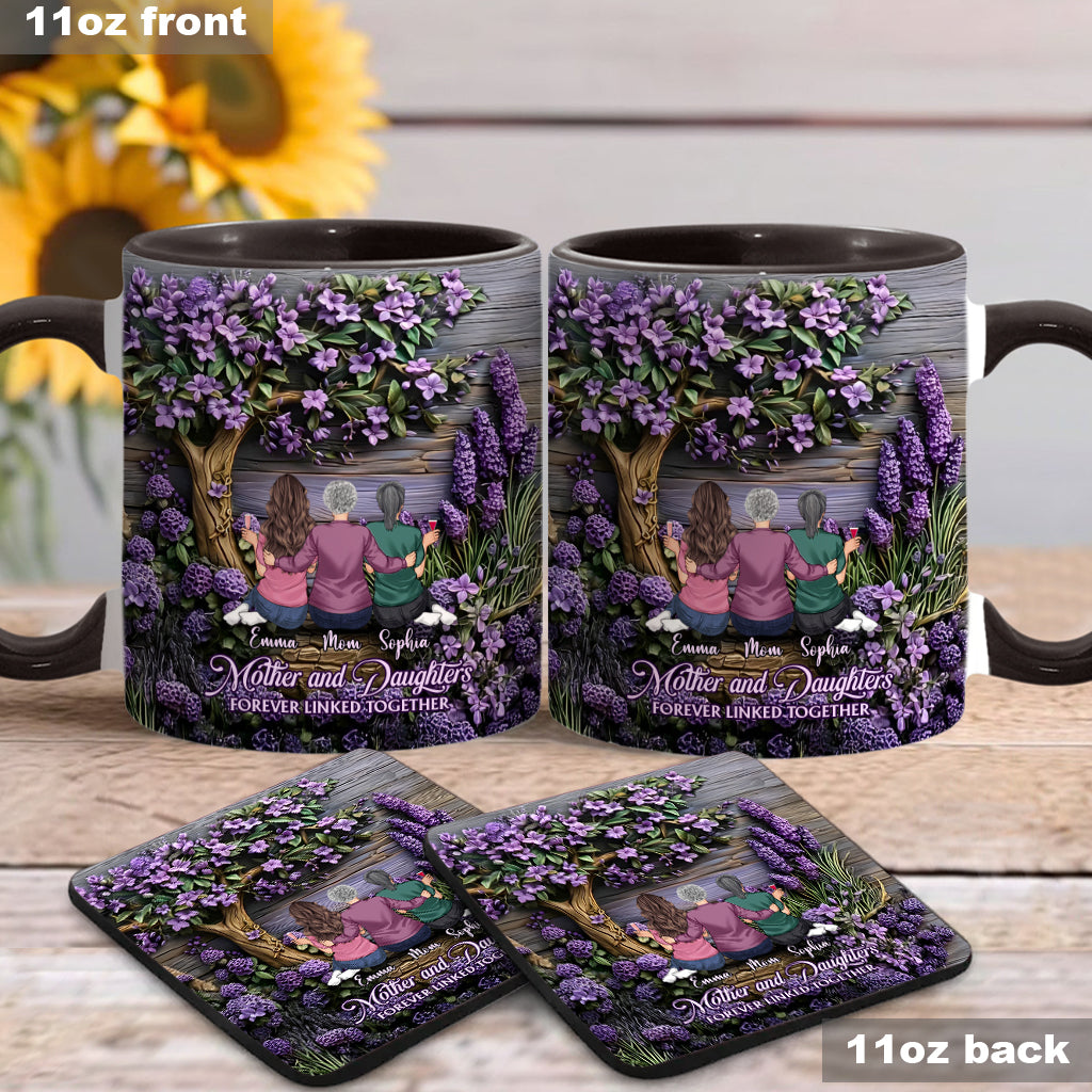 Mother And Daughters Forever Linked Together - Personalized Mother Accent Mug