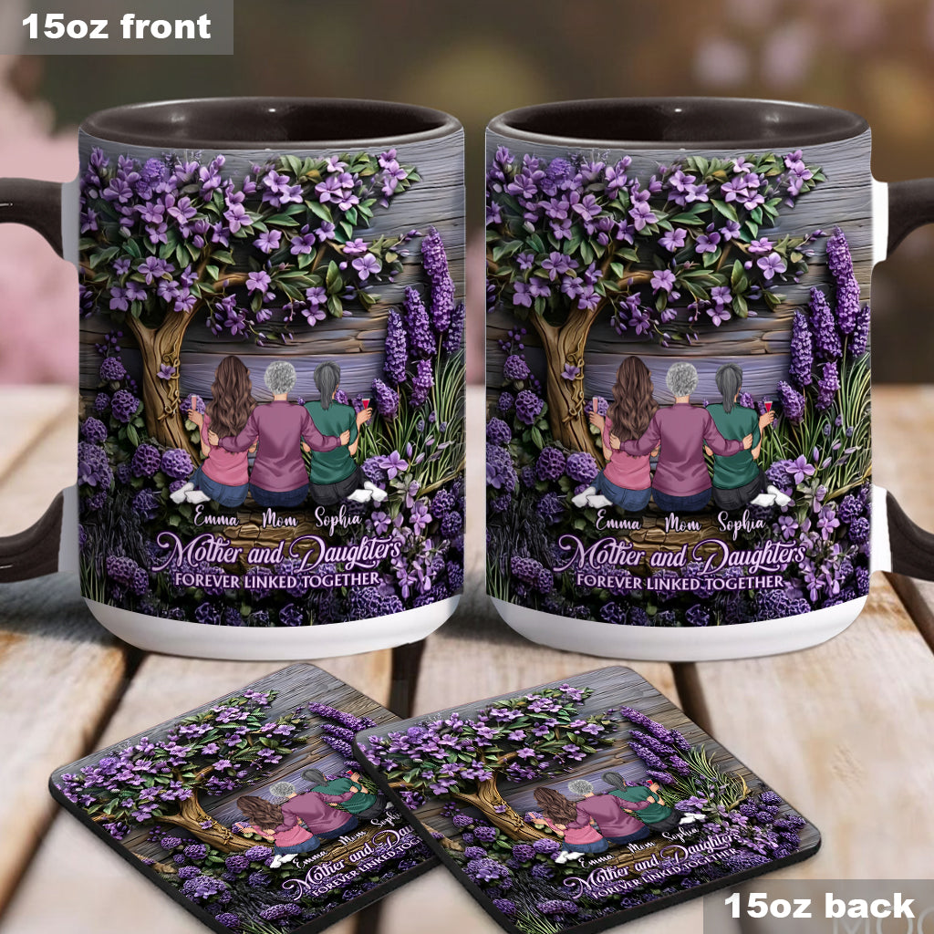 Mother And Daughters Forever Linked Together - Personalized Mother Accent Mug