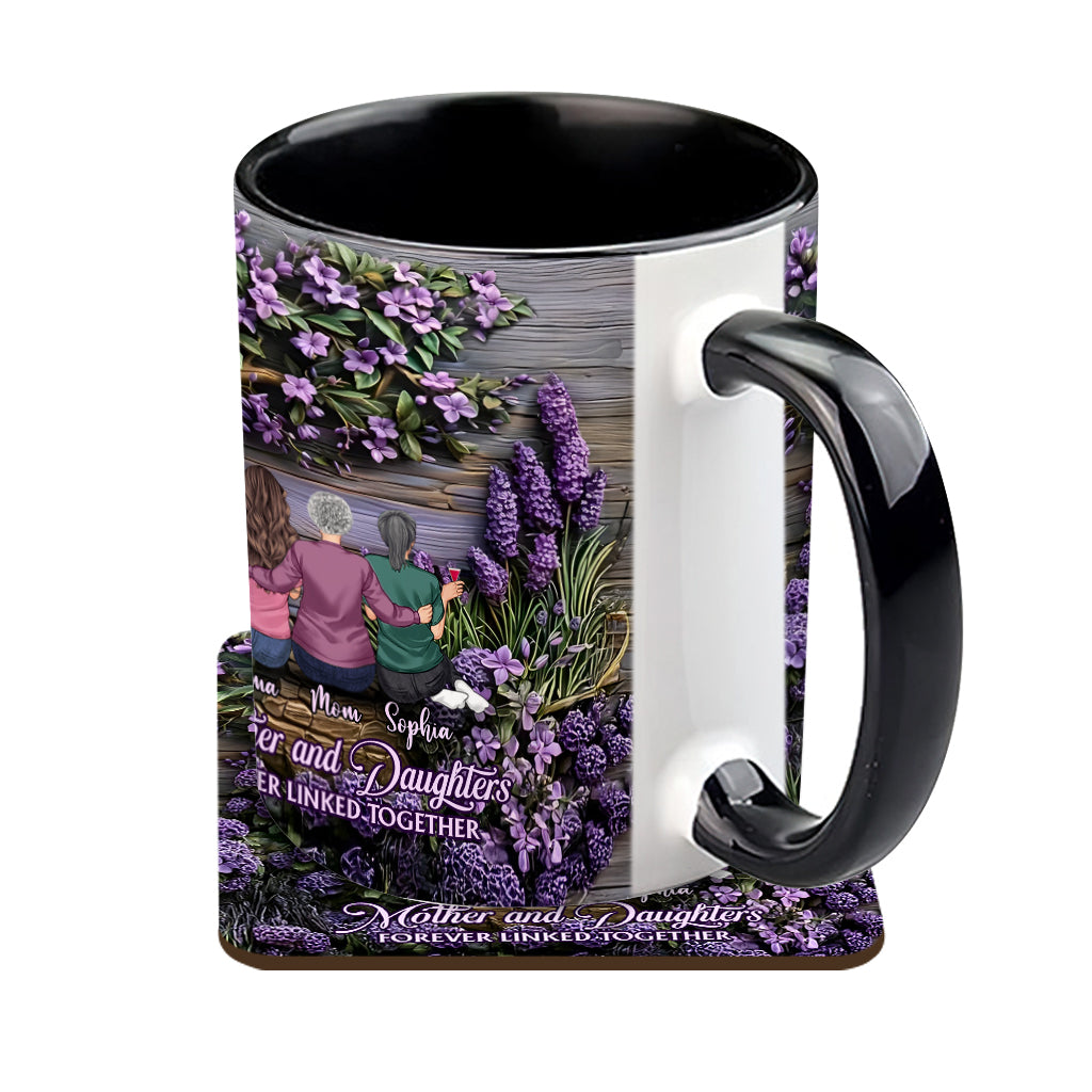 Mother And Daughters Forever Linked Together - Personalized Mother Accent Mug