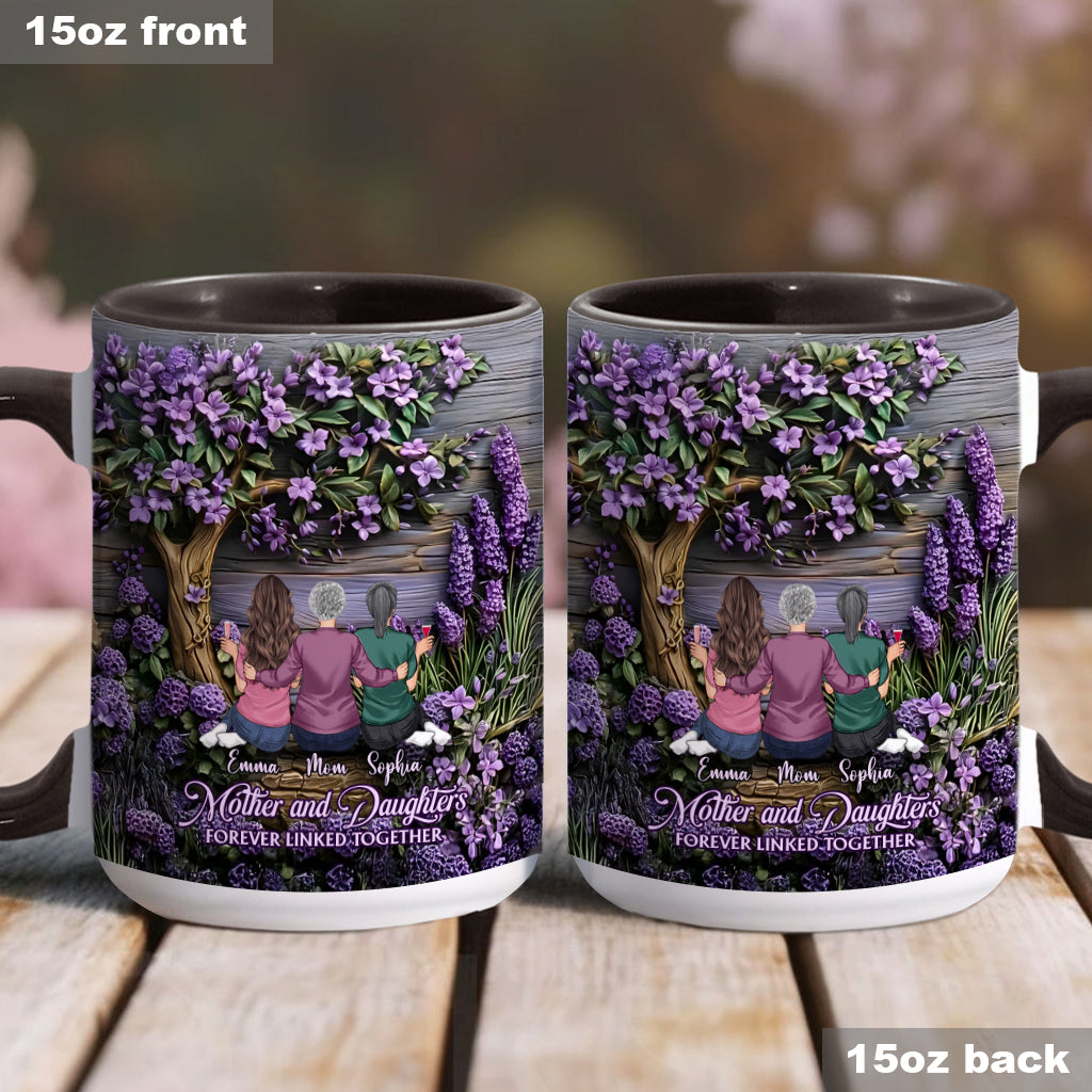 Mother And Daughters Forever Linked Together - Personalized Mother Accent Mug