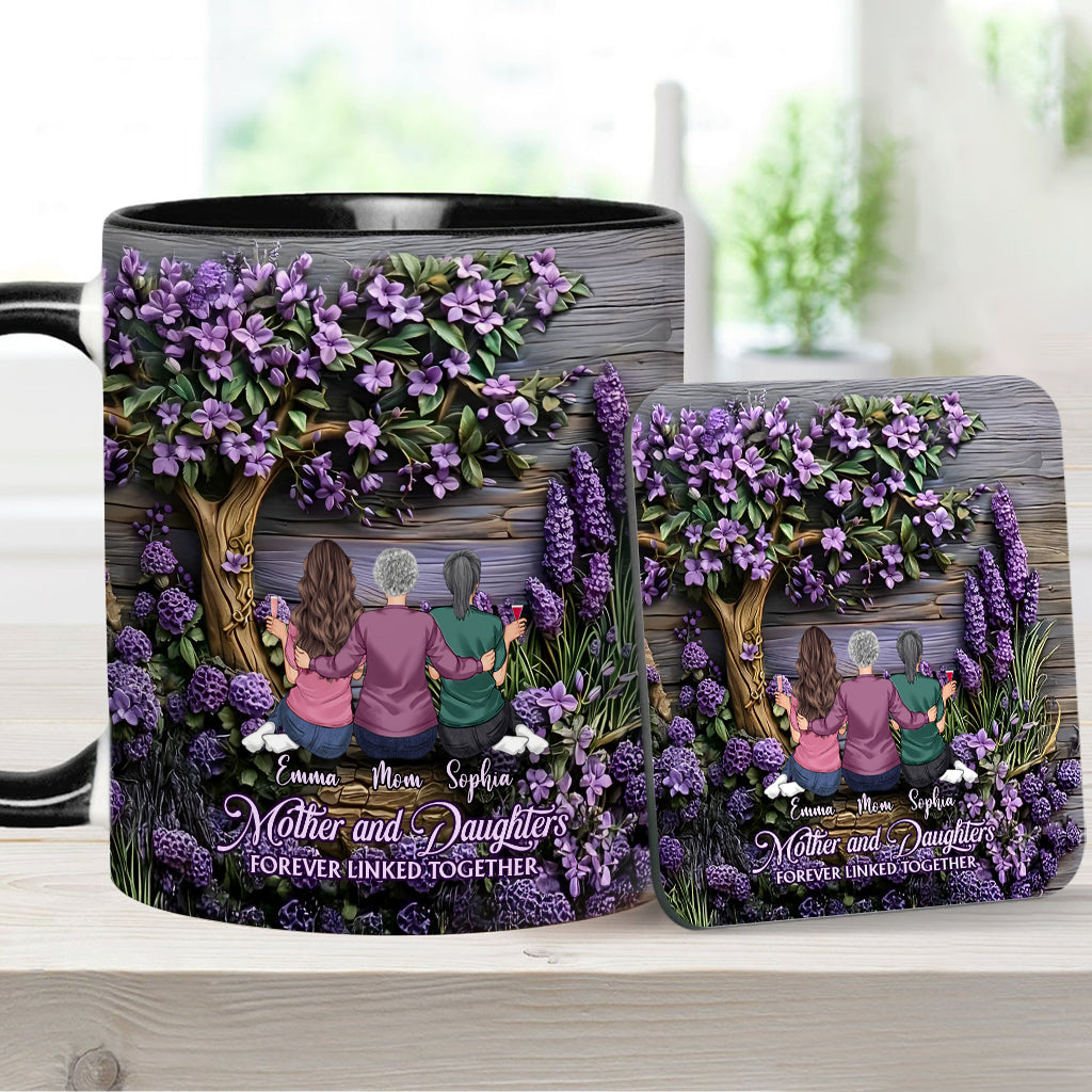 Mother And Daughters Forever Linked Together - Personalized Mother Accent Mug