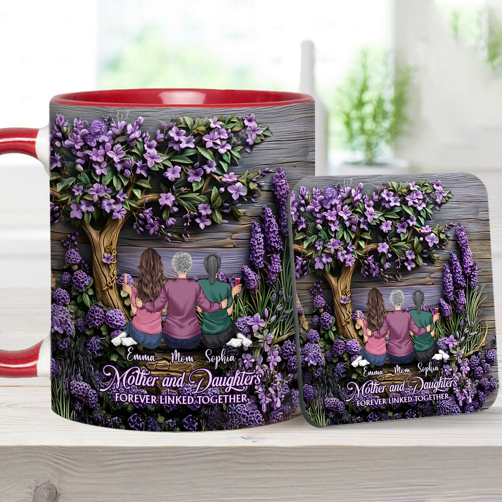 Mother And Daughters Forever Linked Together - Personalized Mother Accent Mug