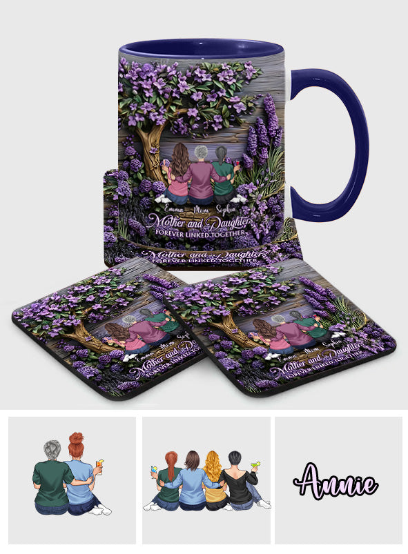 Mother And Daughters Forever Linked Together - Personalized Mother Accent Mug