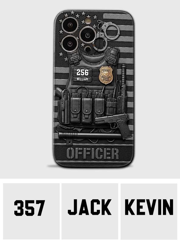 Servir et protéger - Étui de téléphone en cuir personnalisé pour policier