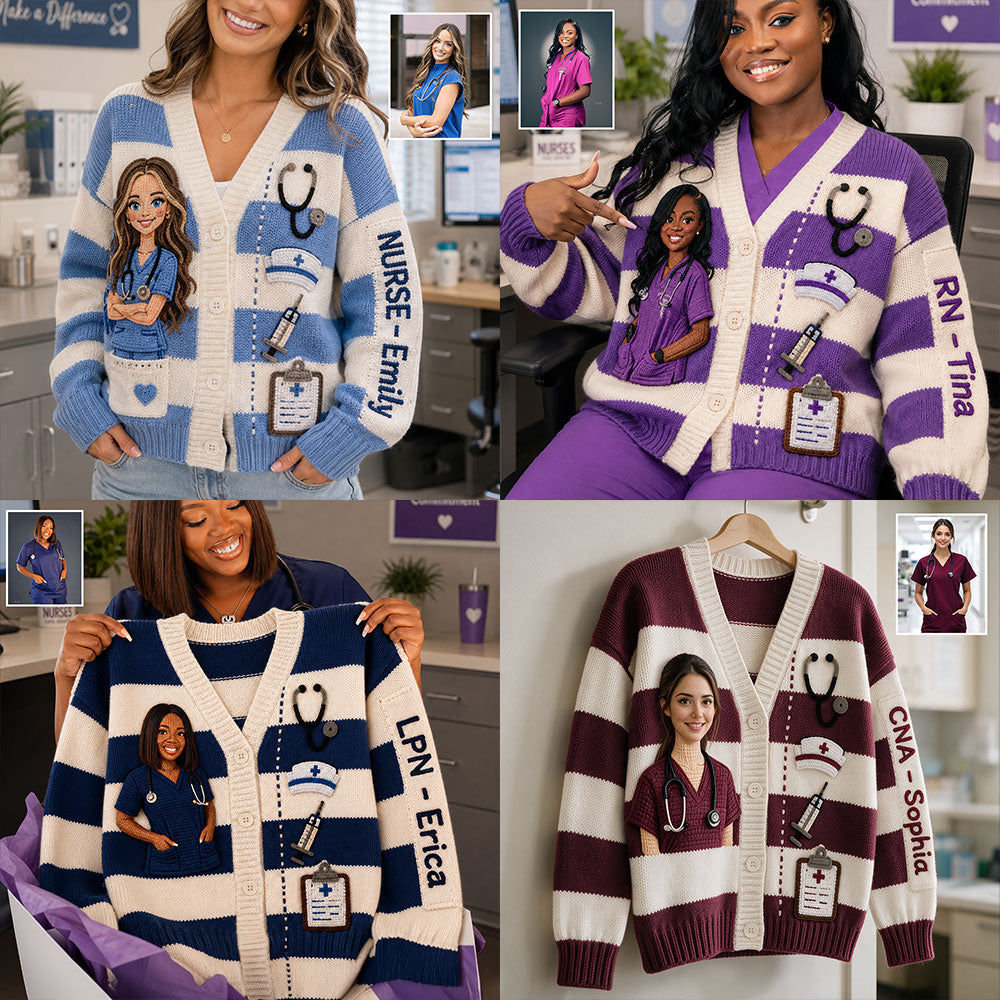 N'importe quelle photo Vie d'infirmière - Cardigan personnalisé pour infirmière
