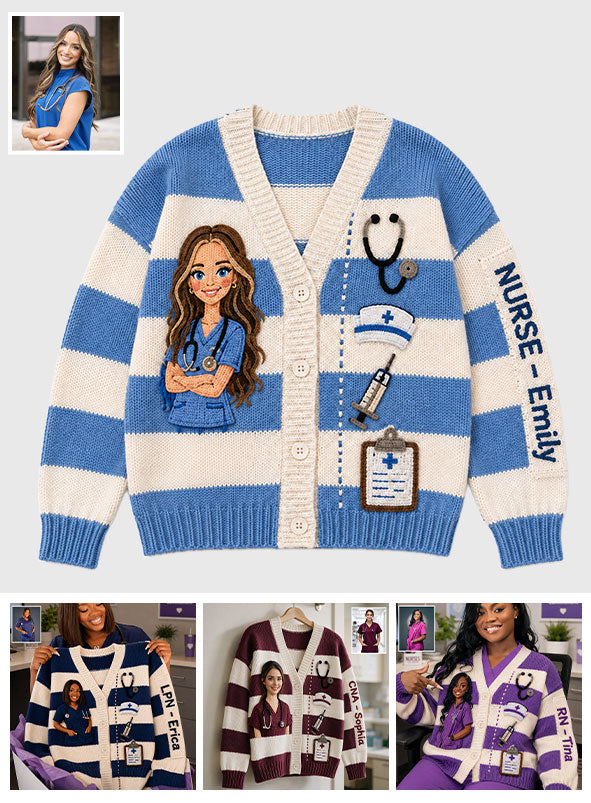 N'importe quelle photo Vie d'infirmière - Cardigan personnalisé pour infirmière