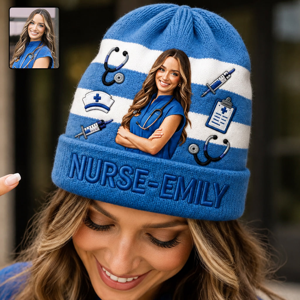Any Photo Love My Job - Personalized Nurse Beanie Hat