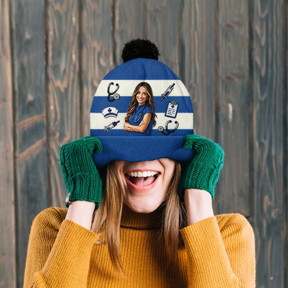Any Photo Love My Job - Personalized Nurse Beanie Hat