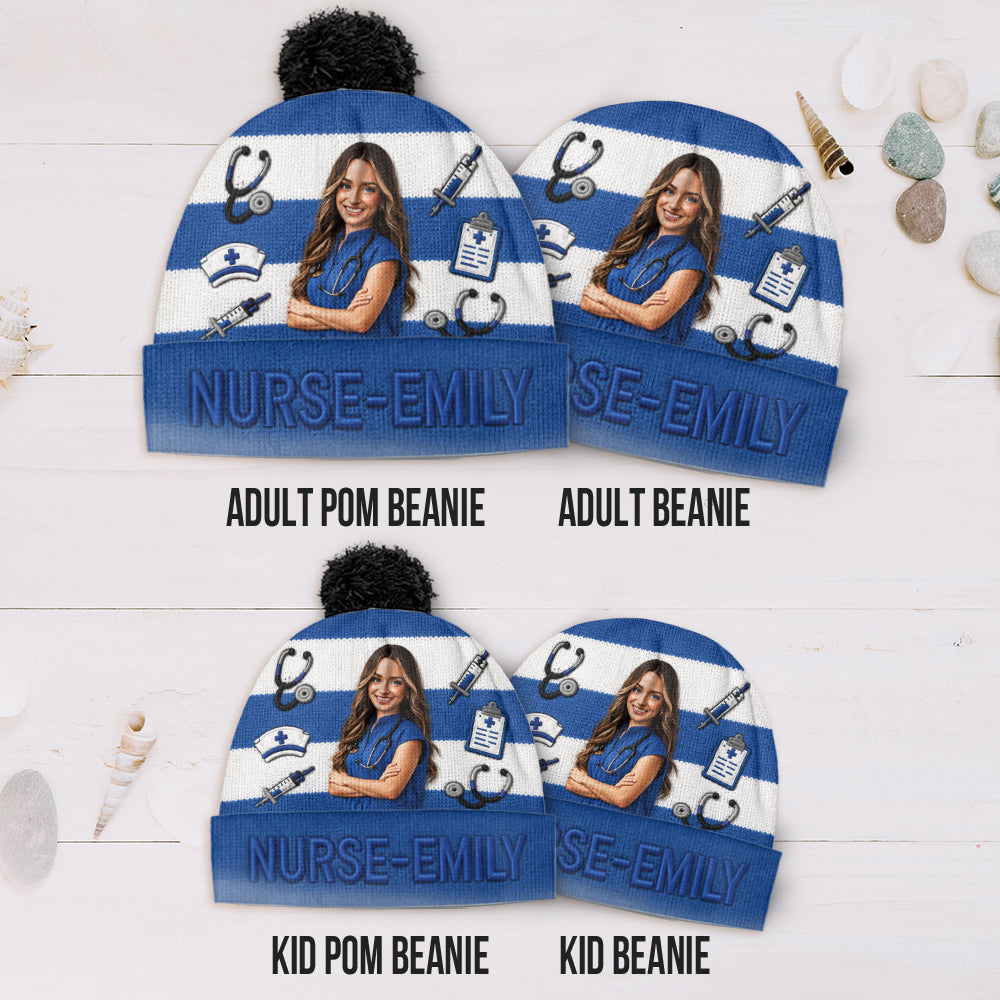 Any Photo Love My Job - Personalized Nurse Beanie Hat