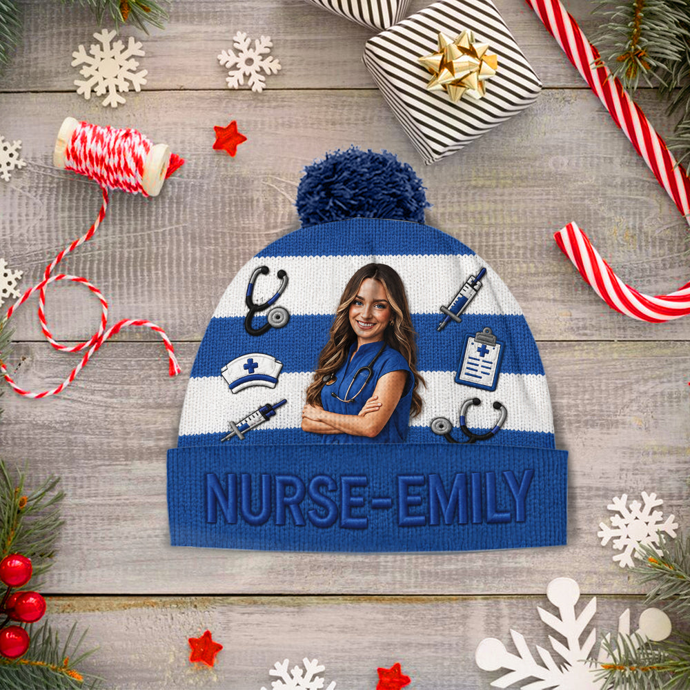 Any Photo Love My Job - Personalized Nurse Beanie Hat