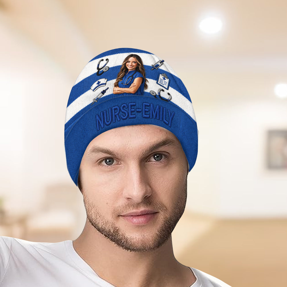 Any Photo Love My Job - Personalized Nurse Beanie Hat
