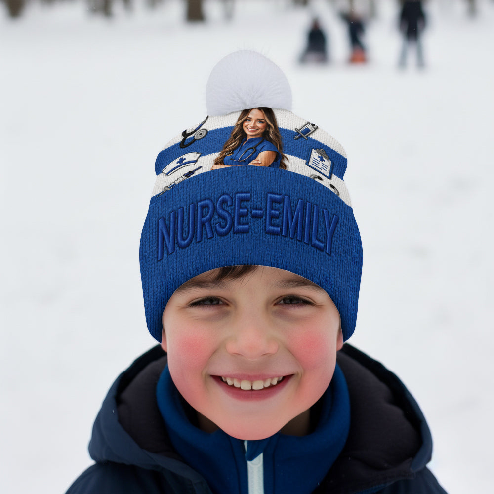 Any Photo Love My Job - Personalized Nurse Beanie Hat