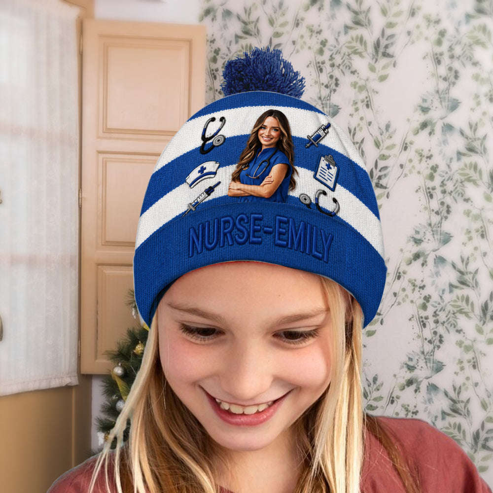 Any Photo Love My Job - Personalized Nurse Beanie Hat