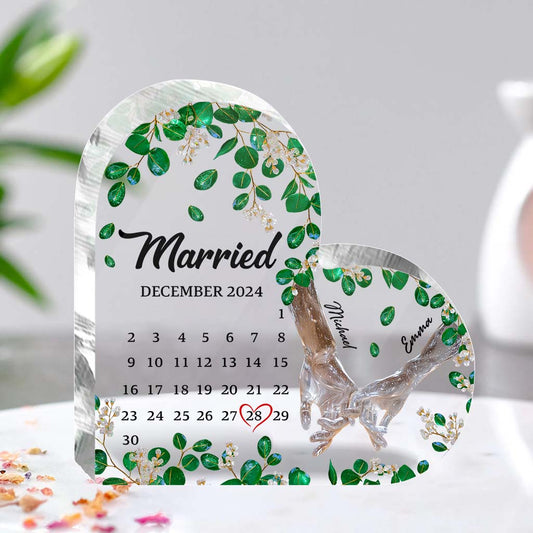Couple Married Calendar - Personalized Husband And Wife Custom Shaped Acrylic Plaque