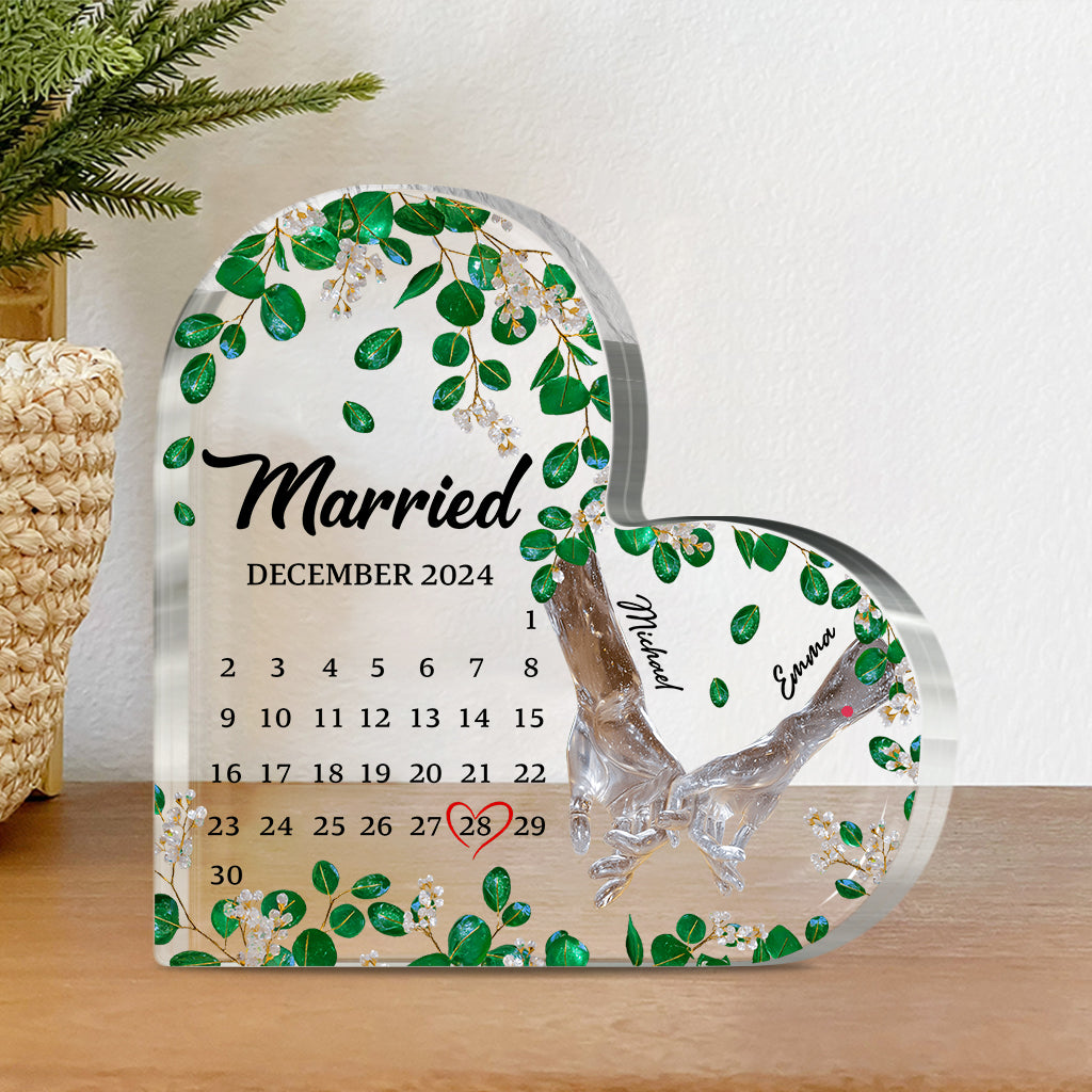 Couple Married Calendar - Personalized Husband And Wife Custom Shaped Acrylic Plaque