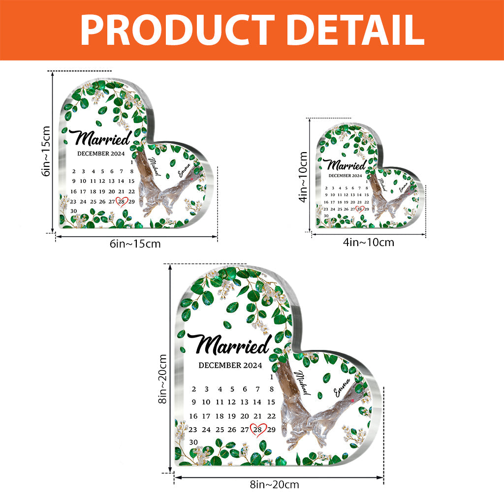 Couple Married Calendar - Personalized Husband And Wife Custom Shaped Acrylic Plaque