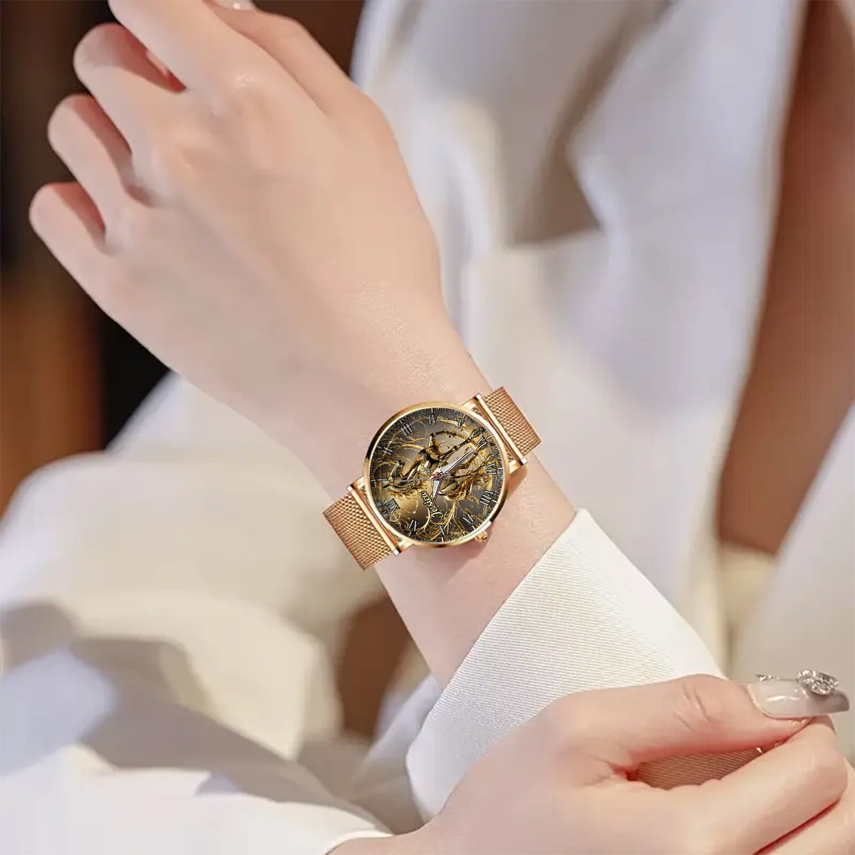 Liebe zum Pferd – Personalisierte Damen-Handuhr mit Pferdemotiv 