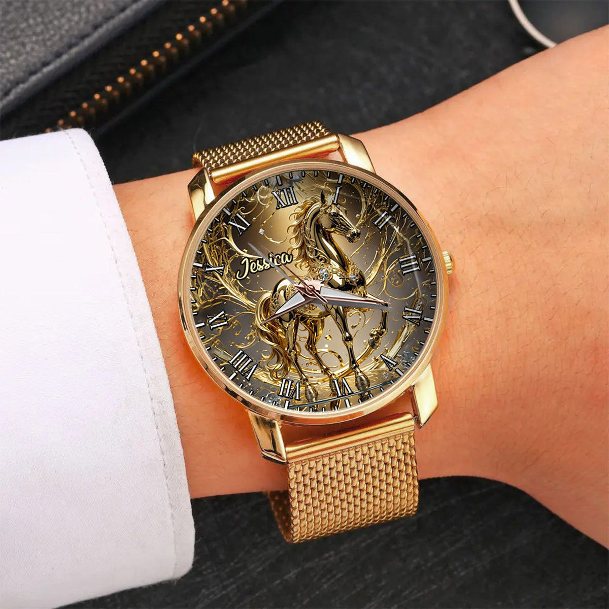 Liebe zum Pferd – Personalisierte Damen-Handuhr mit Pferdemotiv 
