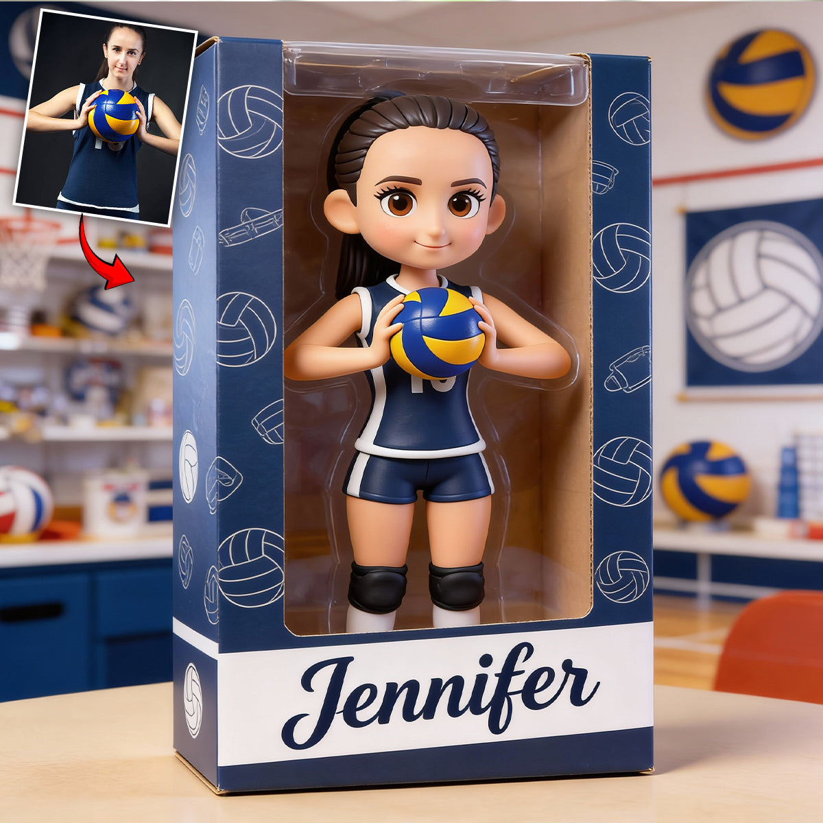 Jede Sportart – Volleyball, Fußball, Basketball, Baseball... – Personalisierte Acrylplakette in Volleyballform