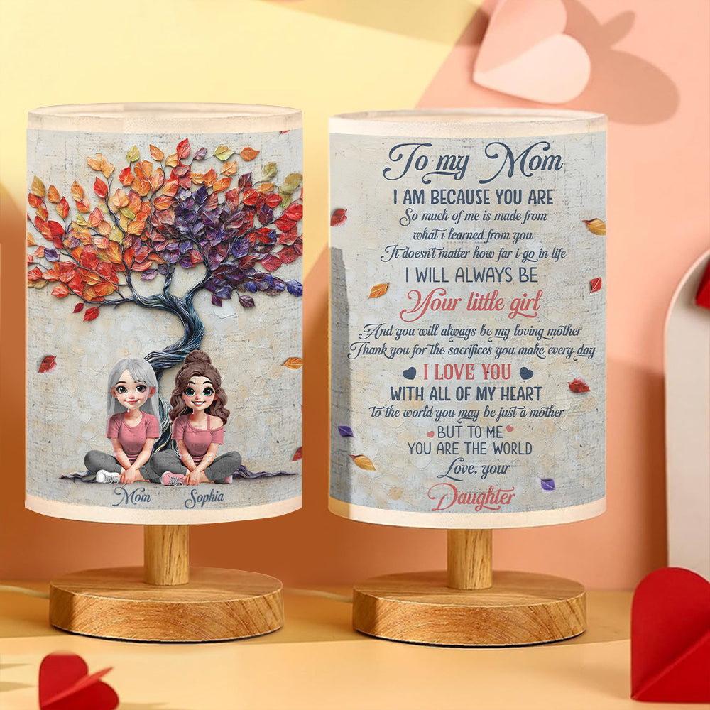 To My Mom - Personalized Mother Tableside Lamp With Wood Base