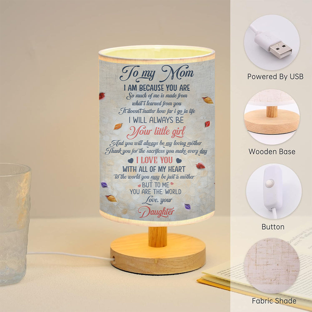 To My Mom - Personalized Mother Tableside Lamp With Wood Base