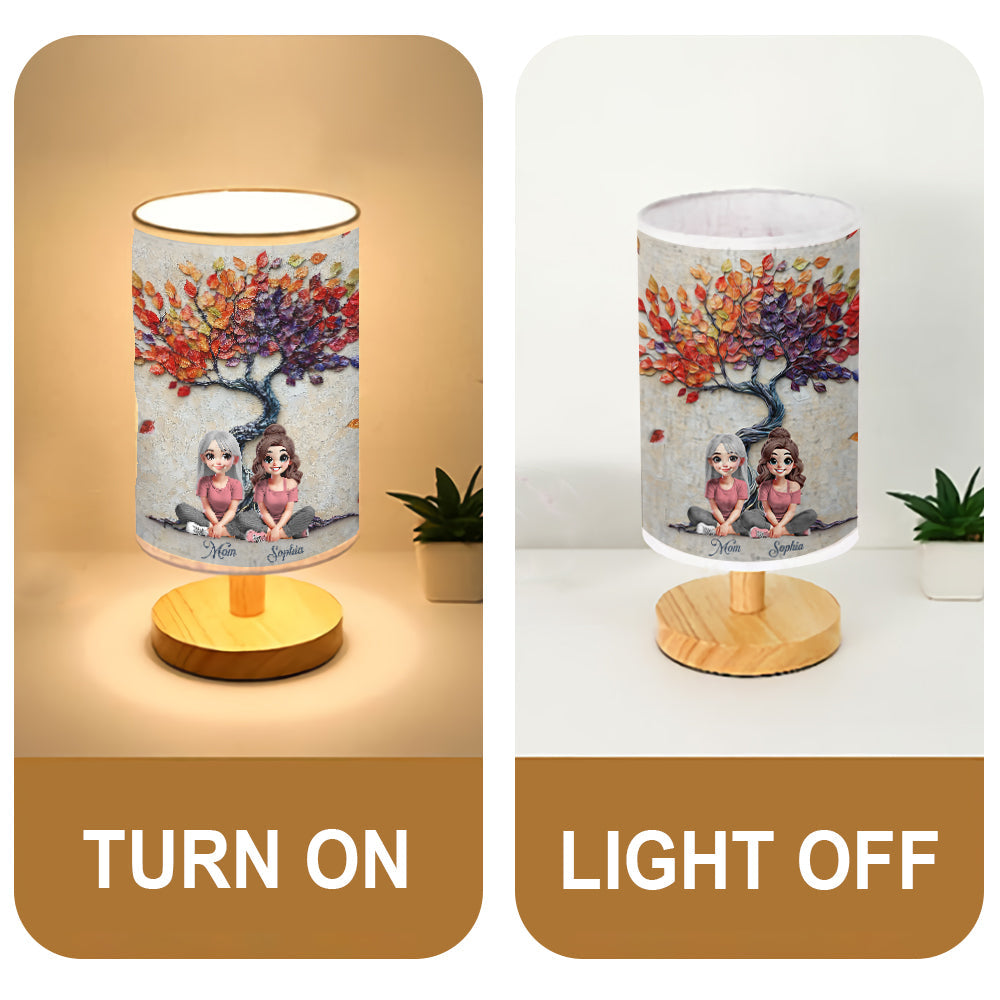 To My Mom - Personalized Mother Tableside Lamp With Wood Base
