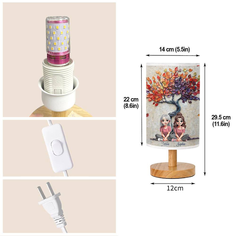 To My Mom - Personalized Mother Tableside Lamp With Wood Base