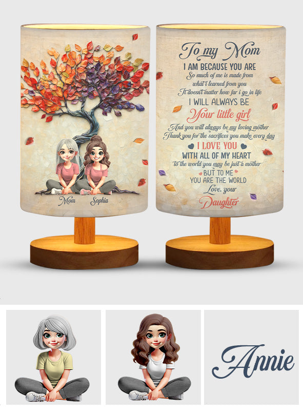 To My Mom - Personalized Mother Tableside Lamp With Wood Base