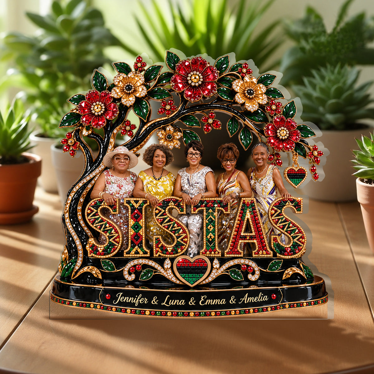 Black Women Sisterhood - Personalized Bestie 2-Side Printed Acrylic Plaque