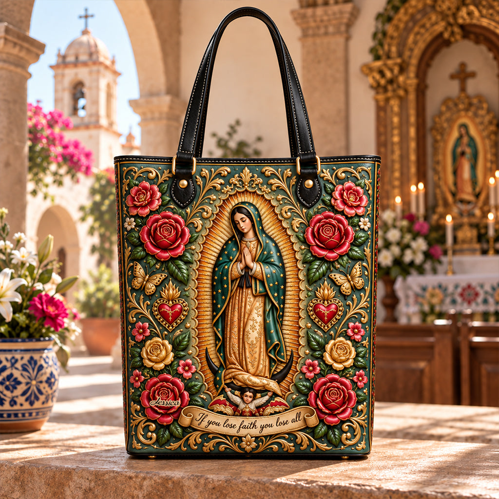 Mexican Goddess, Guadalupe - Personalized Christian Tote Bag